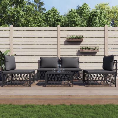 vidaXL 5 Piece Garden Lounge Set with Cushions Anthracite Steel