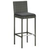 vidaXL Garden Bar Stools with Cushions 4 pcs Grey Poly Rattan
