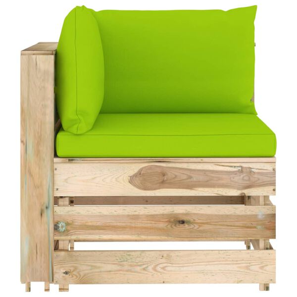 vidaXL 5 Piece Garden Lounge Set with Cushions Green Impregnated Wood