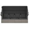 vidaXL Outdoor Lounge Bed with Roof and Cushions Grey Poly Rattan
