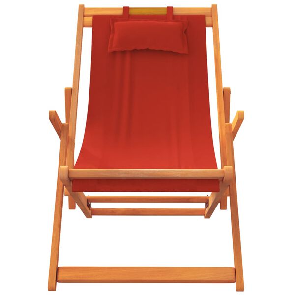 vidaXL Folding Beach Chairs 2 pcs Red Fabric
