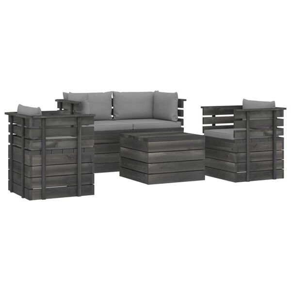 vidaXL 5 Piece Garden Pallet Lounge Set with Cushions Solid Pinewood