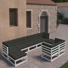 vidaXL 9 Piece Garden Lounge Set with Cushions White Solid Pinewood