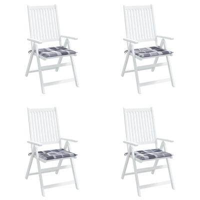 vidaXL Garden Chair Cushions 4 pcs Grey Check Pattern 50x50x3 cm Oxford Fabric