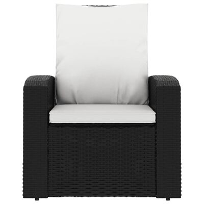 vidaXL Garden Reclining Chair with Cushions Black Poly Rattan