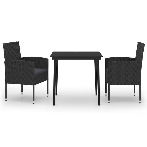 vidaXL 3 Piece Garden Dining Set Black