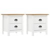 vidaXL Bedside Cabinet Hill 2 pcs White 46x35x49.5 cm Solid Pine Wood