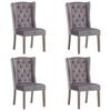 vidaXL Dining Chair | Set of 4 | Grey | Velvet | Standard | Decorative Inlays