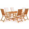 vidaXL 7 Piece Garden Dining Set with Cushions Solid Teak Wood