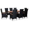 vidaXL Outdoor Dining Set | Black, Cream White | PE rattan | Large
