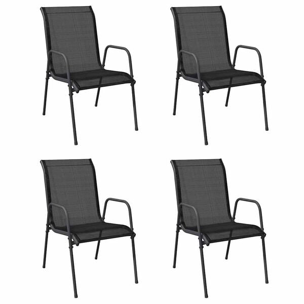vidaXL Garden Chairs 4 pcs Steel and Textilene Black