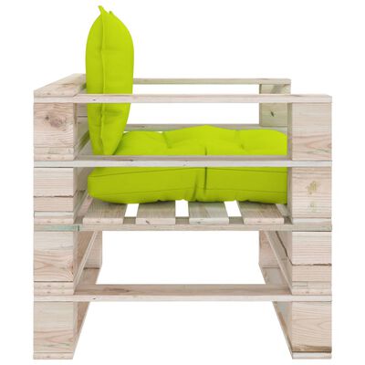 vidaXL Garden Pallet Sofa with Bright Green Cushions Pinewood