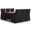 vidaXL 7 Piece Garden Dining Set Black