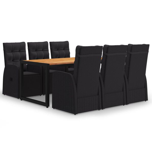 vidaXL 7 Piece Garden Dining Set Black