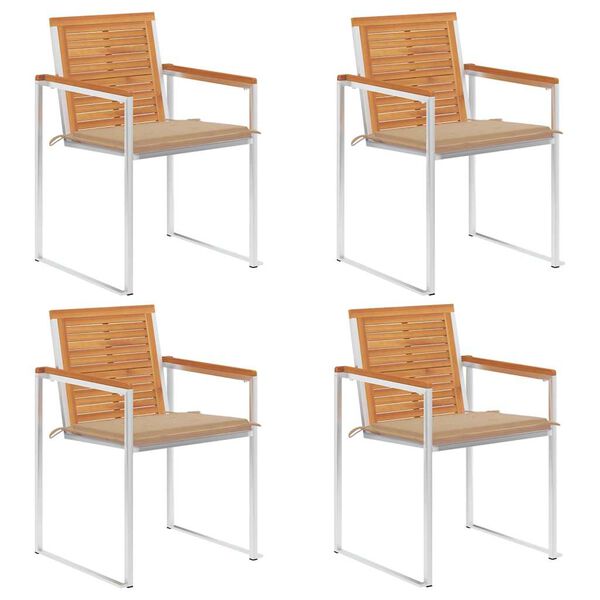 vidaXL Garden Chairs 4 pcs with Cushions Solid Acacia Wood