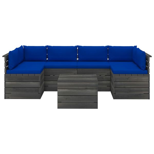 vidaXL 7 Piece Garden Pallet Lounge Set with Cushions Solid Pinewood