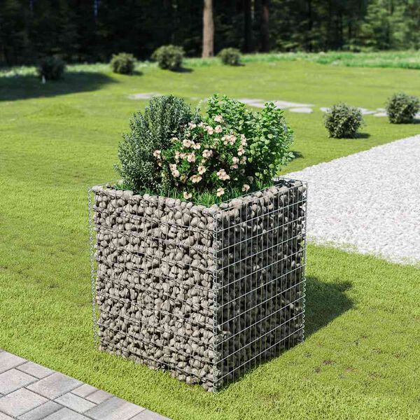 vidaXL Gabion Raised Bed Galvanised Steel 90x90x100 cm