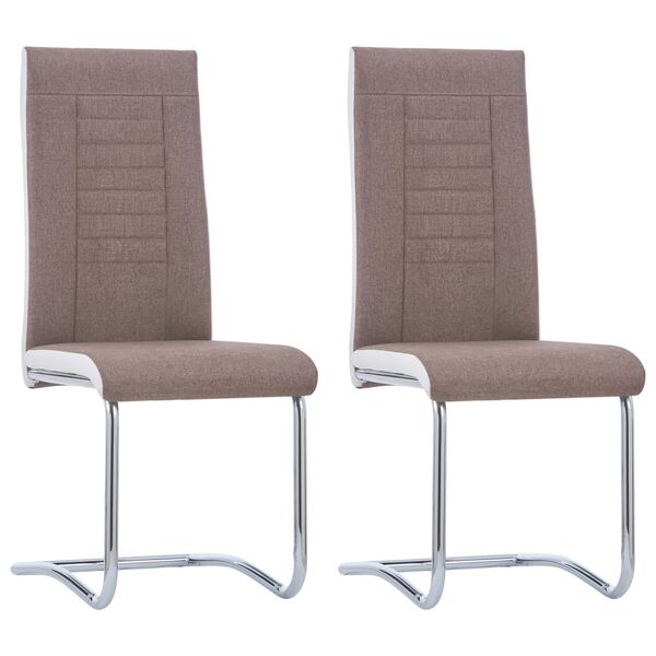 vidaXL Cantilever Dining Chairs 2 pcs Brown Fabric