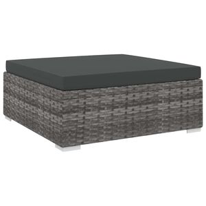 vidaXL Footrest | Grey with dark grey cushion | PE rattan | Standard | Modular