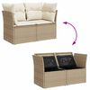 vidaXL Garden Sofa with Cushions 2-Seater Beige Poly Rattan