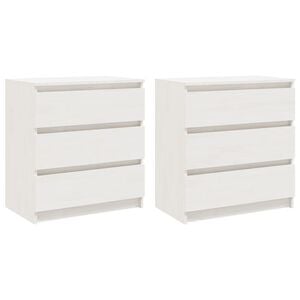 vidaXL Bedside Cabinet | Set of 2 | White | Solid pinewood | Bedside Cabinet