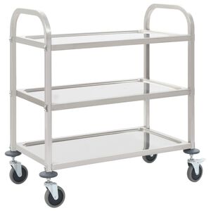 vidaXL 3-Tier Kitchen Trolley 96,5x55x90 cm Stainless Steel