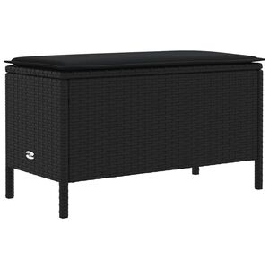 vidaXL Garden Footstool with Pillow Black 80 x 38 x 45 cm PE Rattan