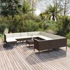 vidaXL 13 Piece Garden Lounge Set with Cushions Poly Rattan Brown