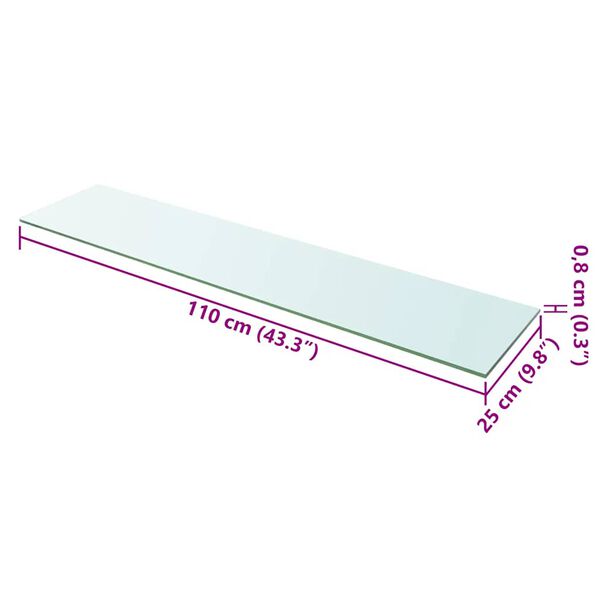 vidaXL Shelf Panel Glass Clear 110x25 cm