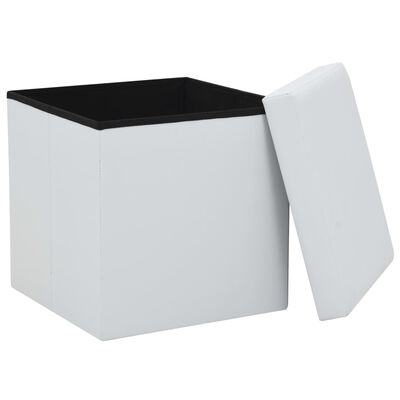 vidaXL Folding Storage Stool White Faux Leather