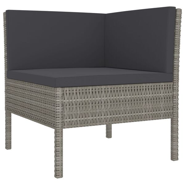 vidaXL 6 Piece Garden Lounge Set with Cushions Poly Rattan Grey