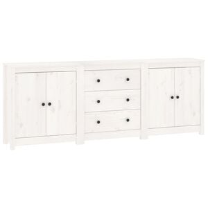 vidaXL Sideboard White 210x35x80 cm Solid Wood Pine