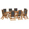 vidaXL 9 Piece Garden Dining Set Solid Wood Acacia and Textilene