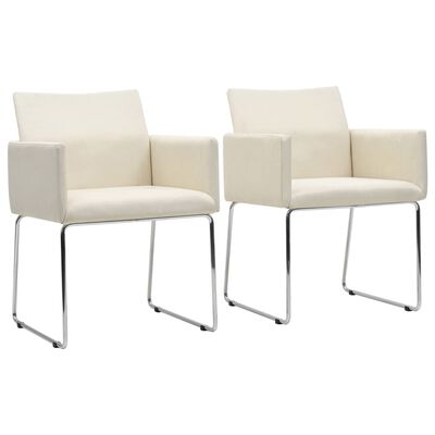 vidaXL Dining Chairs 2 pcs Linen-look White