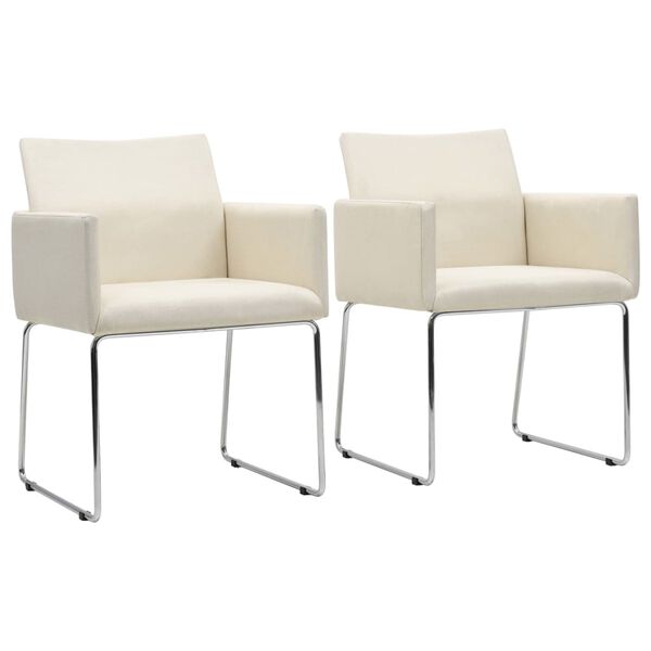 vidaXL Dining Chairs 2 pcs Linen-look White