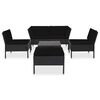 vidaXL 6 Piece Garden Lounge Set with Cushions Poly Rattan Black