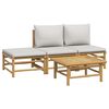 vidaXL 4 Piece Garden Lounge Set with Light Grey Cushions Bamboo