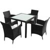 vidaXL 5 Piece Outdoor Dining Set with Cushions Poly Rattan Black