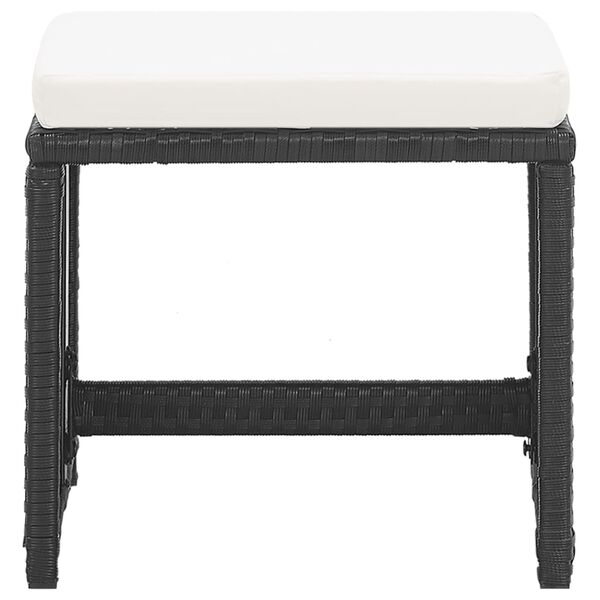 vidaXL Garden Stools 2 pcs with Cushions Poly Rattan Black