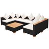 vidaXL 7 Piece Garden Lounge Set with Cushions Poly Rattan Black