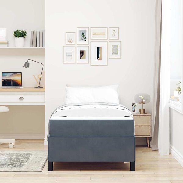 vidaXL Bed Frame with Mattress Dark Grey 90 x 200 cm Fabric