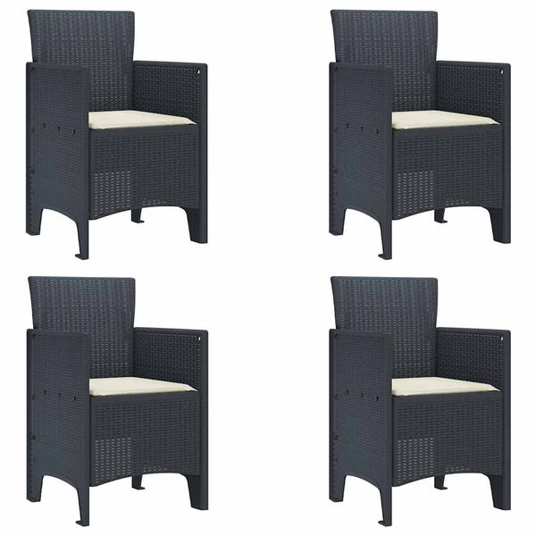 vidaXL Garden Chair 4 pcs Anthracite 53 x 49 x 85 cm PP