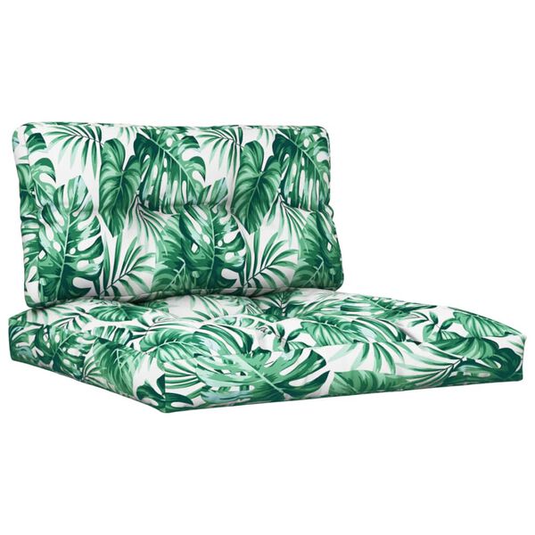 vidaXL Pallet Cushions 2 pcs Leaf Pattern Fabric