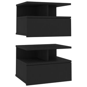 vidaXL Floating Nightstand | Set of 2 | Black | Engineered wood | Medium