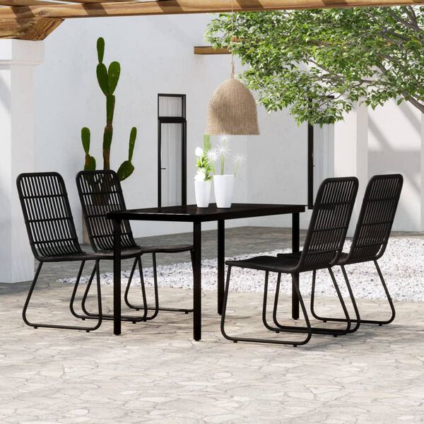 vidaXL 5 Piece Garden Dining Set Black