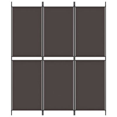 vidaXL 3-Panel Room Divider Brown 150x180 cm Fabric