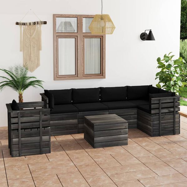 vidaXL 7 Piece Garden Pallet Lounge Set with Cushions Solid Pinewood