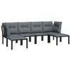 vidaXL 6 Piece Garden Lounge Set Black and Grey Poly Rattan