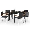 vidaXL 7 Piece Garden Dining Set Black
