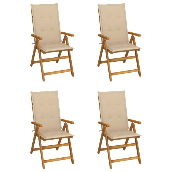 vidaXL Garden Reclining Chairs 4 pcs with Cushions Solid Acacia Wood